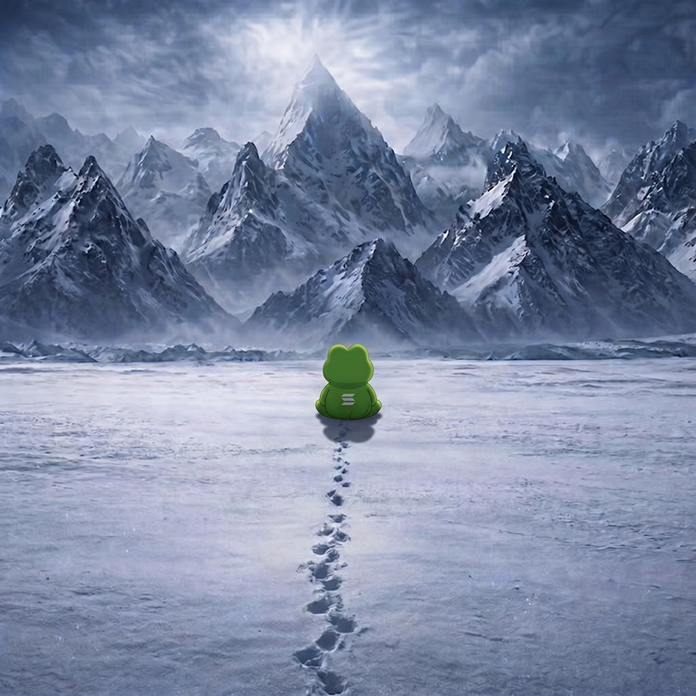 Putya looking at a snowy mountain range